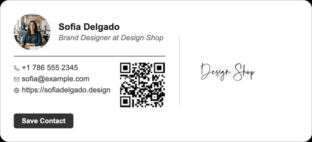 Professional email signature generated from Kilala digital business card