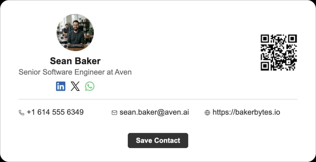 Branded email signature with contact details and social links
